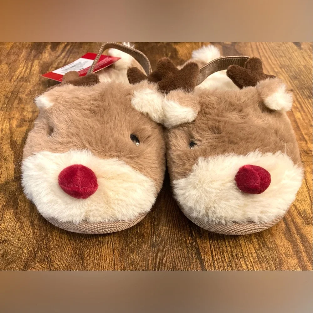 Toddler Reindeer Scuff Slippers - Wondershop™ Brown Size 7T-8T New